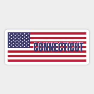 Connecticut State in American Flag Sticker